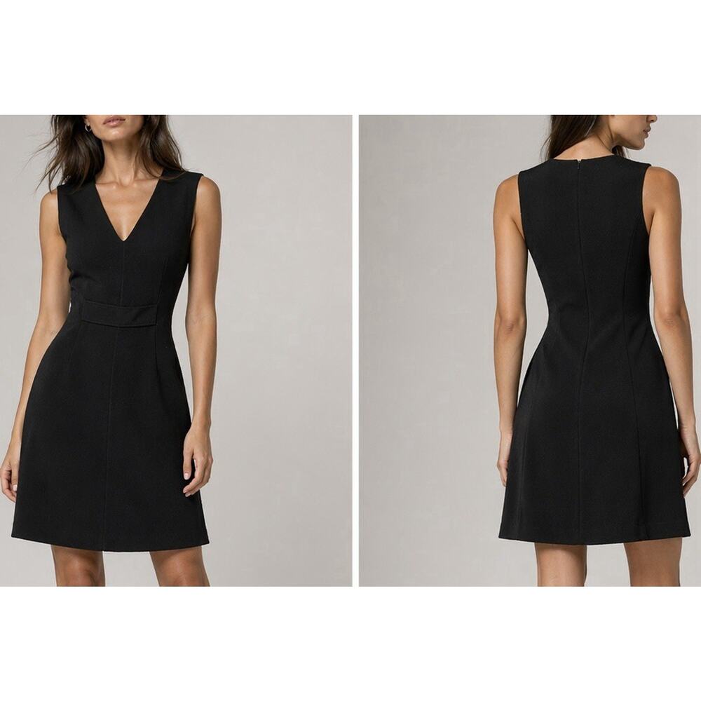 Façonnable Little Black Sleeveless Dress Women 6 EUR 38 V-Neck A-Line Pockets - Picture 2 of 9